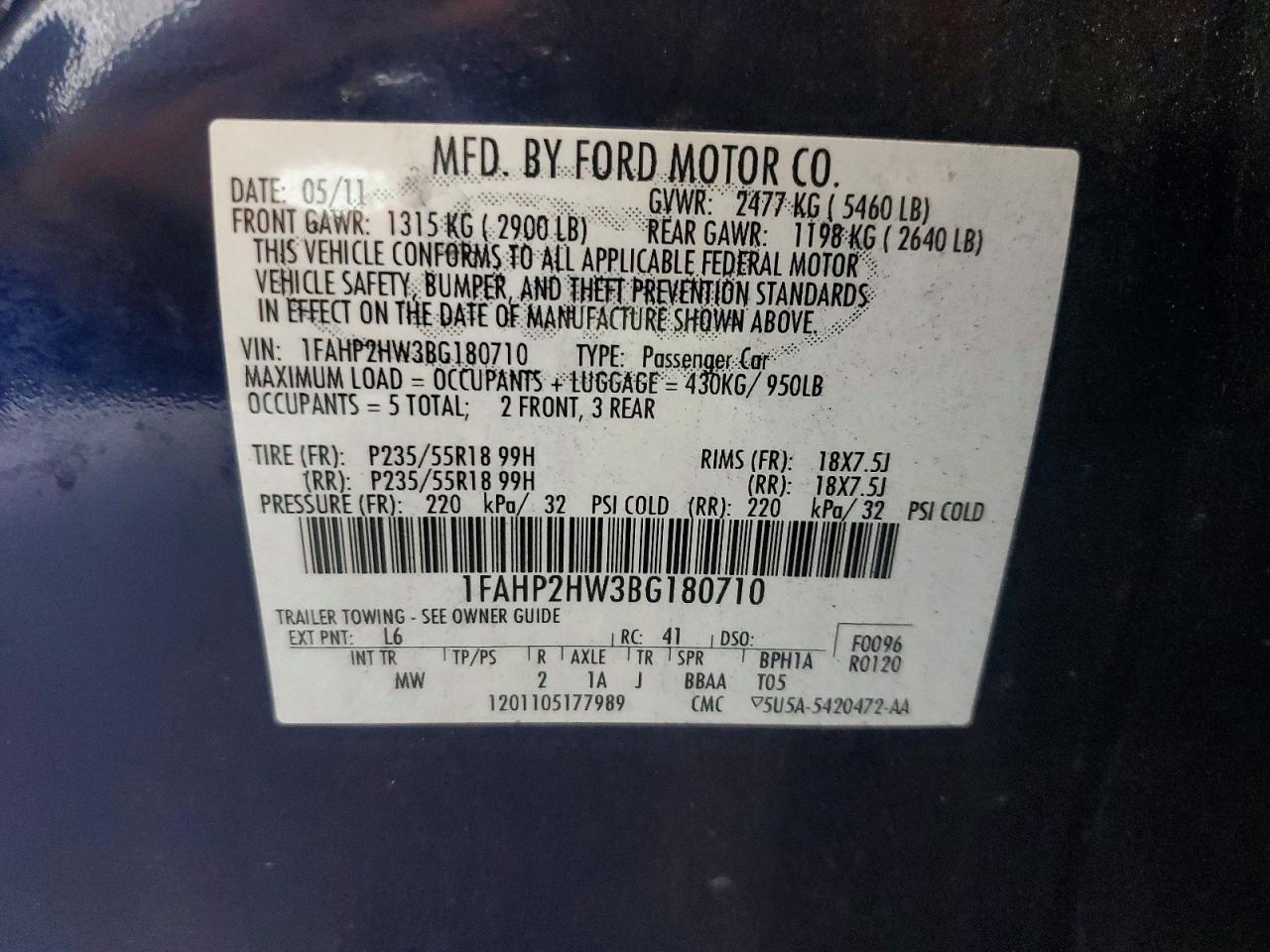 2011 FORD TAURUS