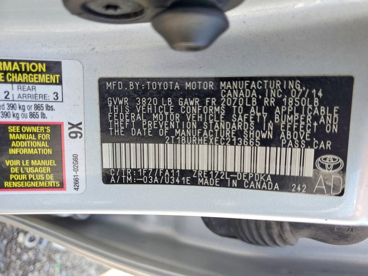 2014 TOYOTA COROLLA