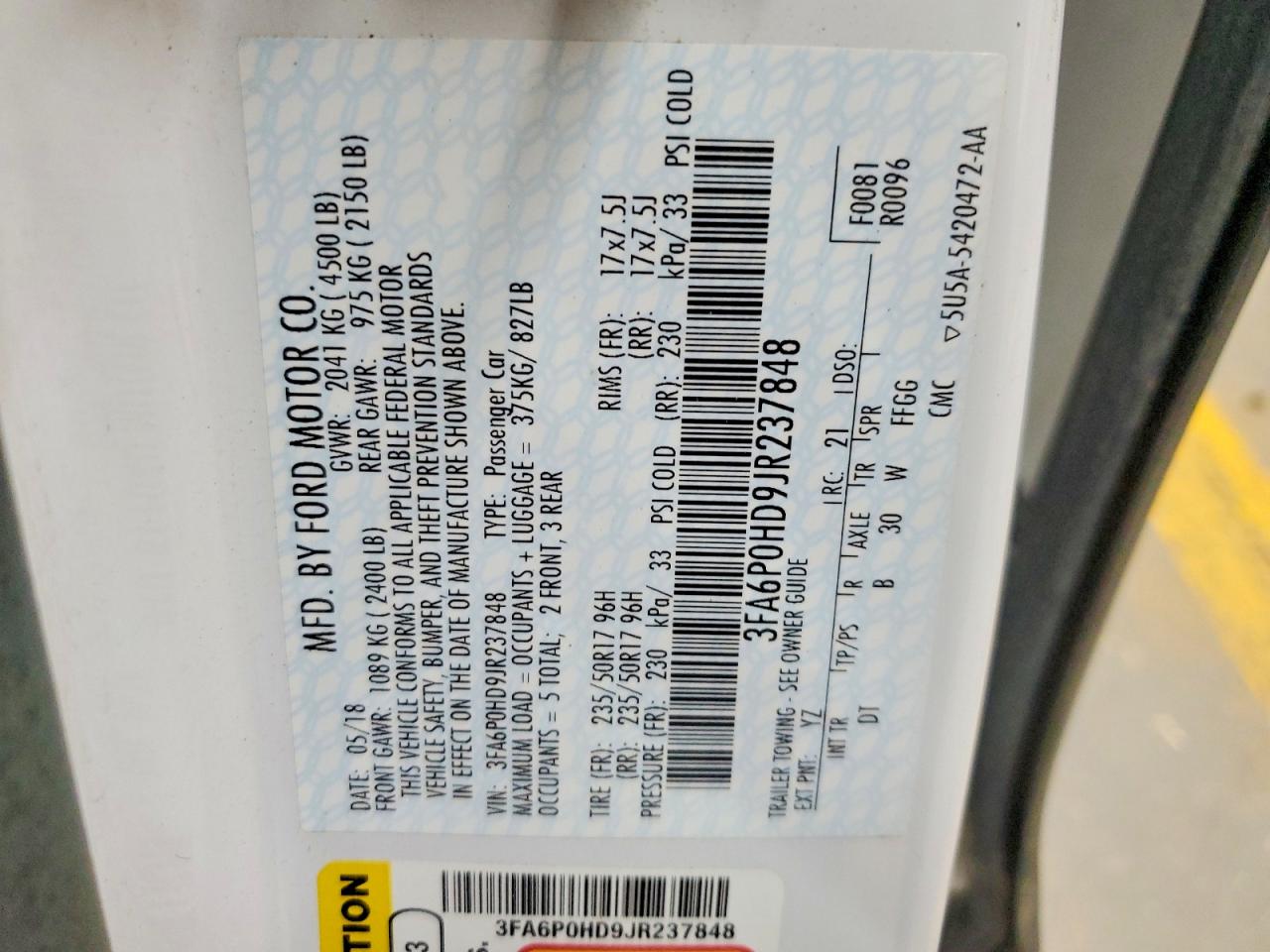 2018 FORD FUSION