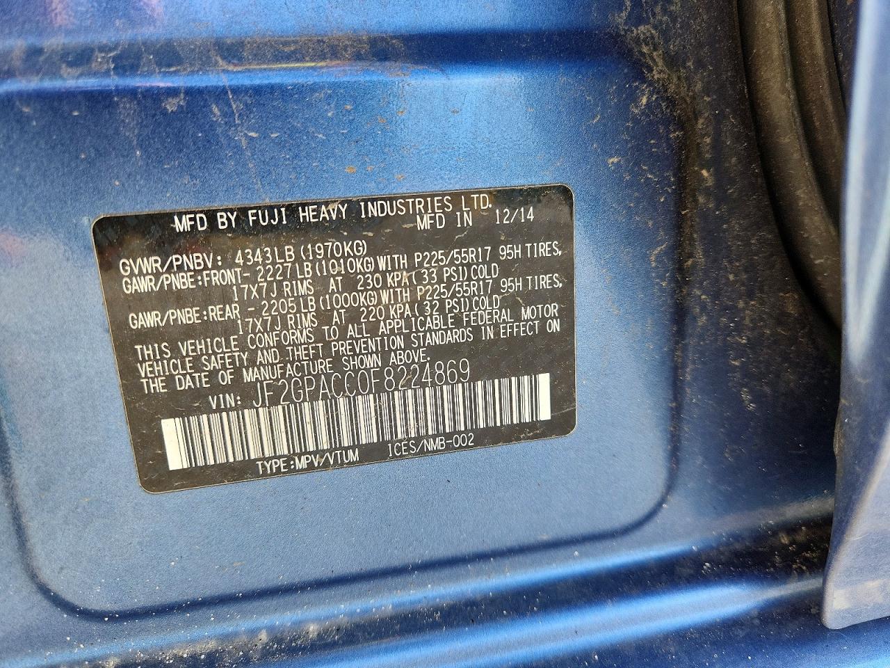 2015 SUBARU XV