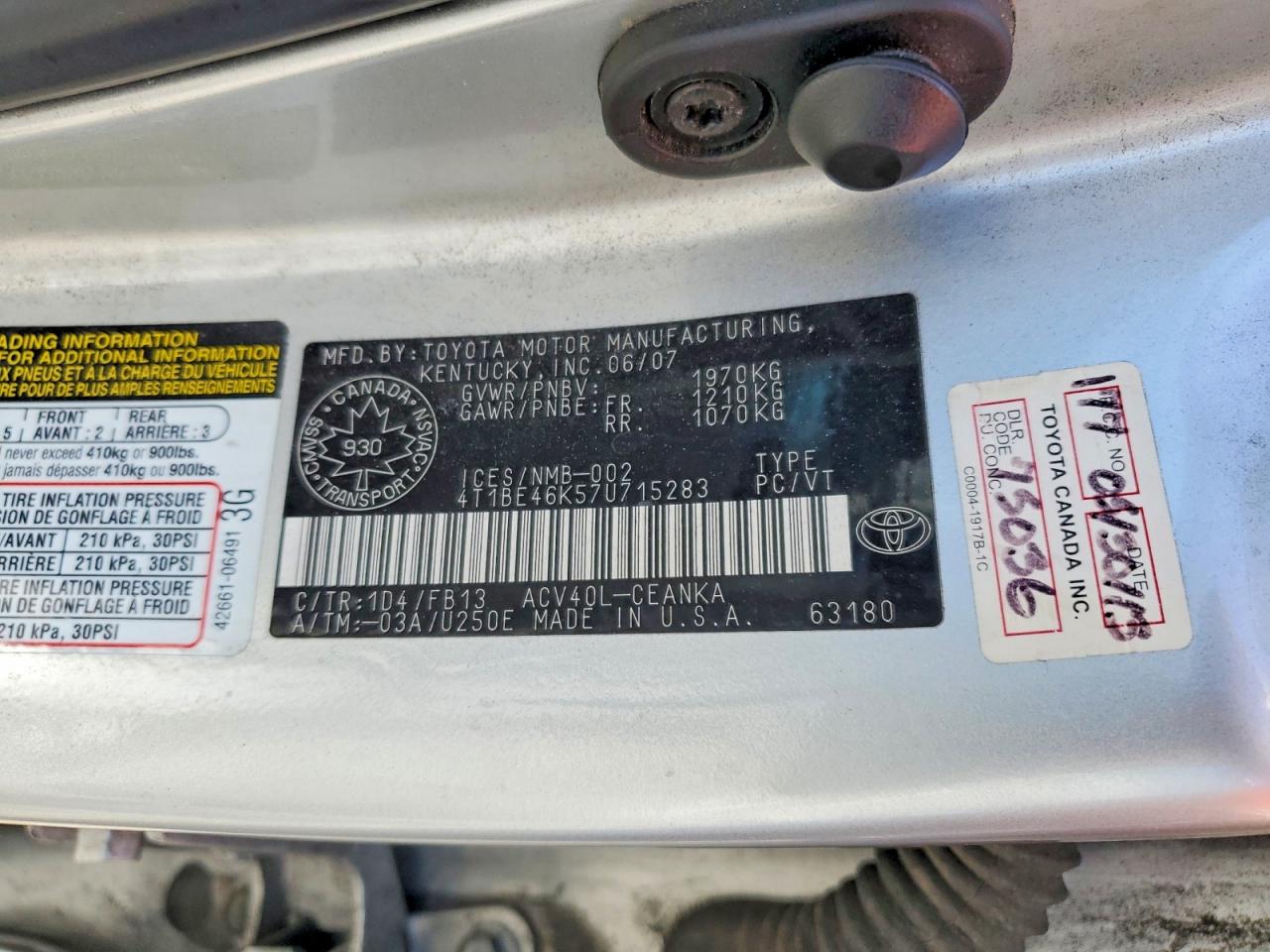 2007 TOYOTA CAMRY