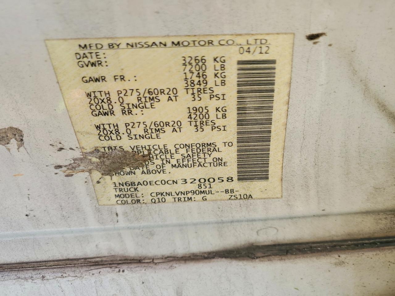 2012 NISSAN TITAN