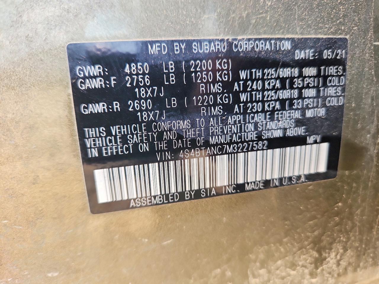2021 SUBARU OUTBACK