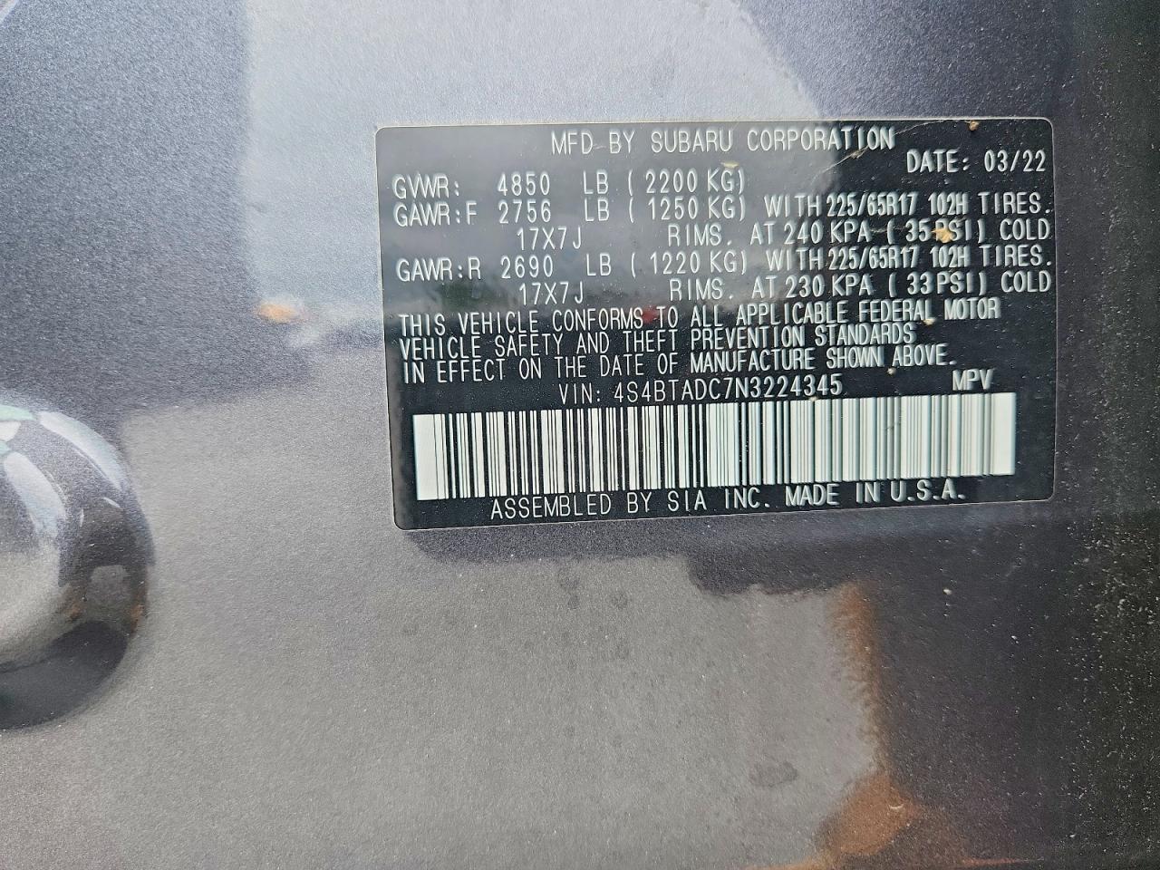 2022 SUBARU OUTBACK