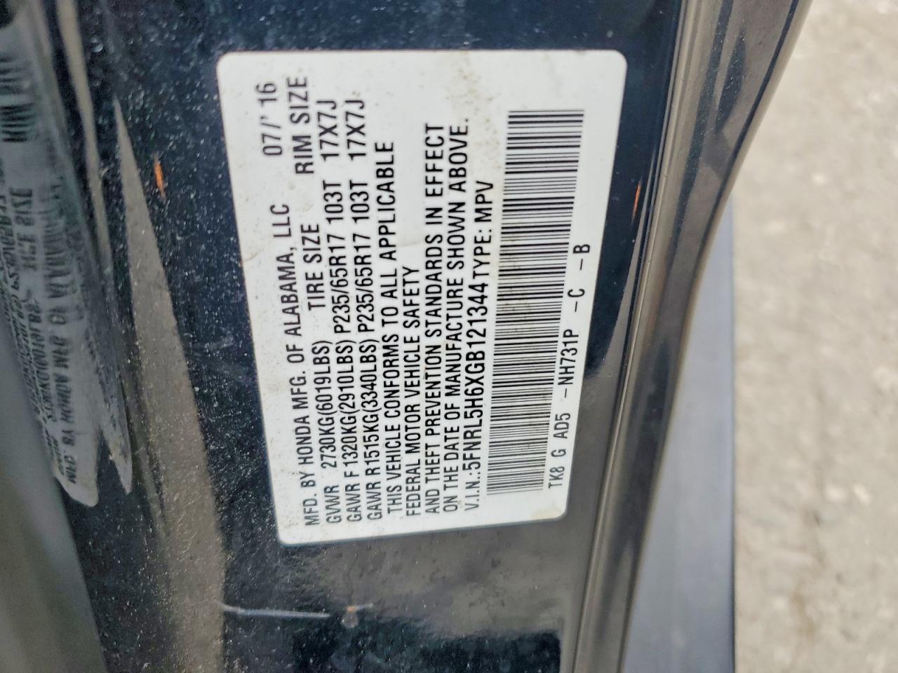 2016 HONDA ODYSSEY