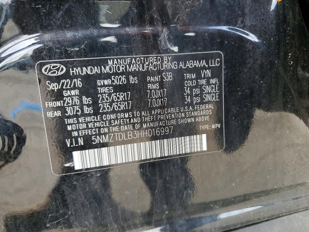 2017 HYUNDAI SANTA FE