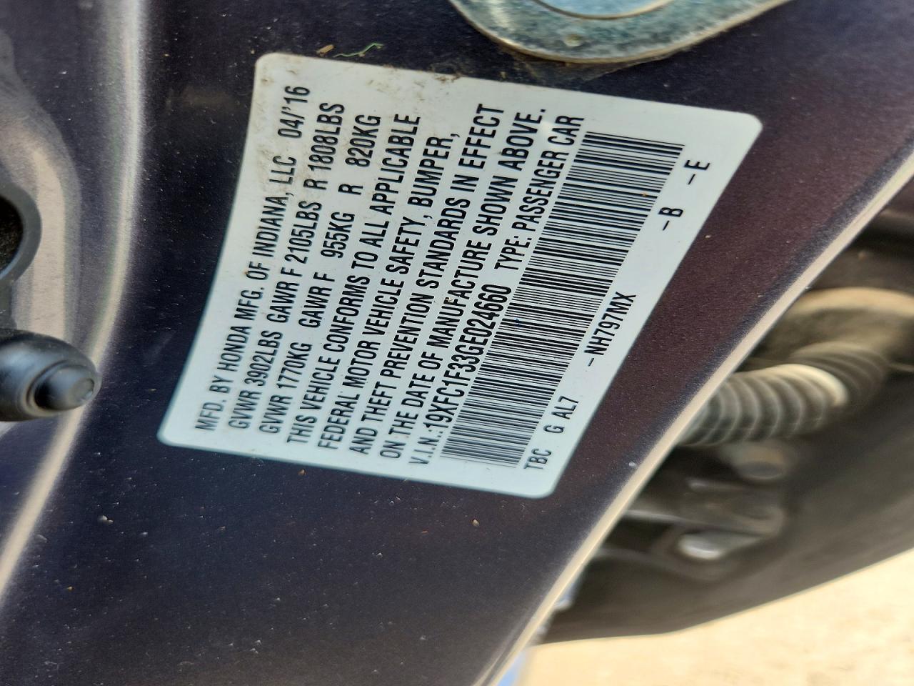 2016 HONDA CIVIC
