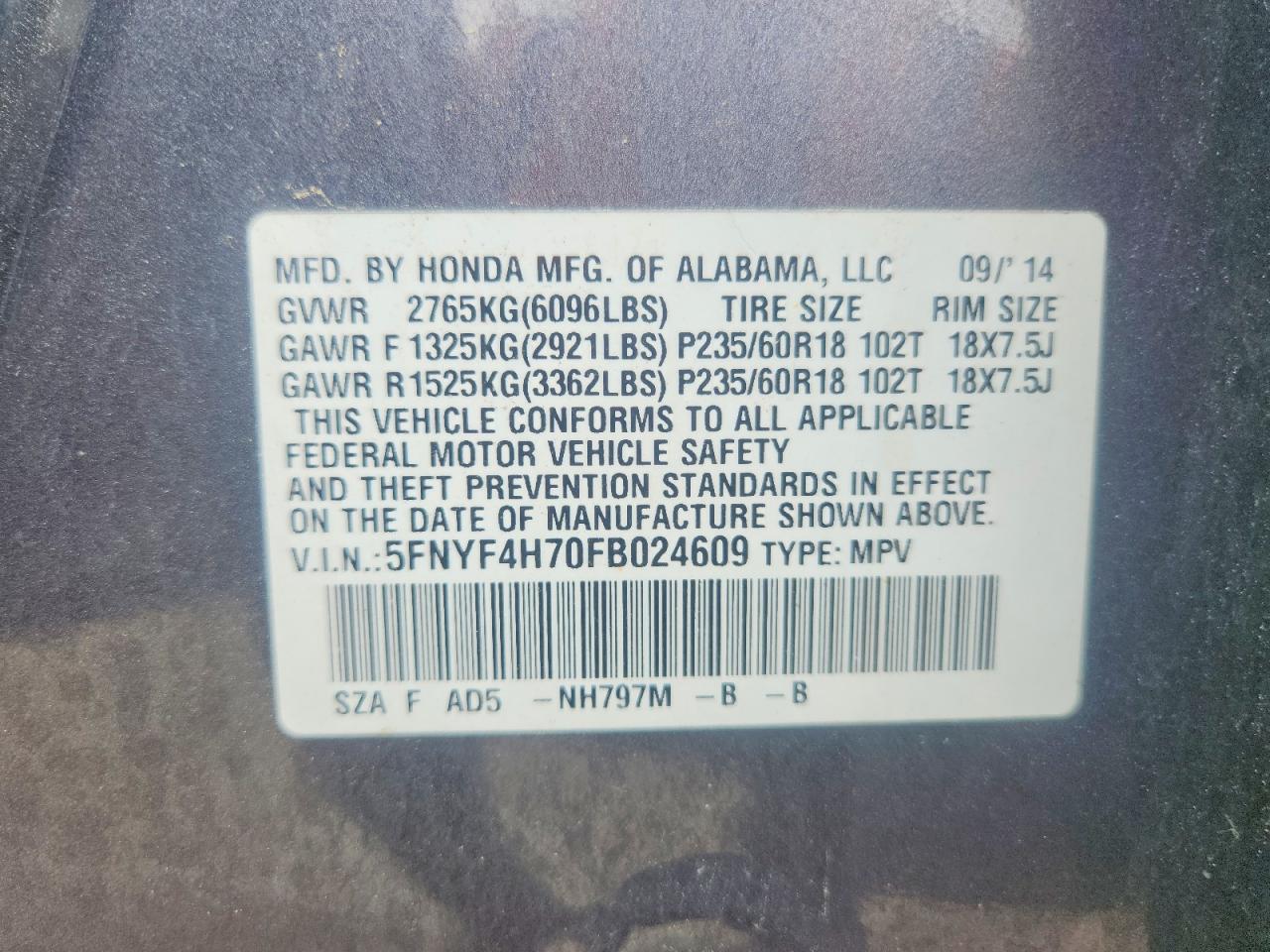 2015 HONDA PILOT