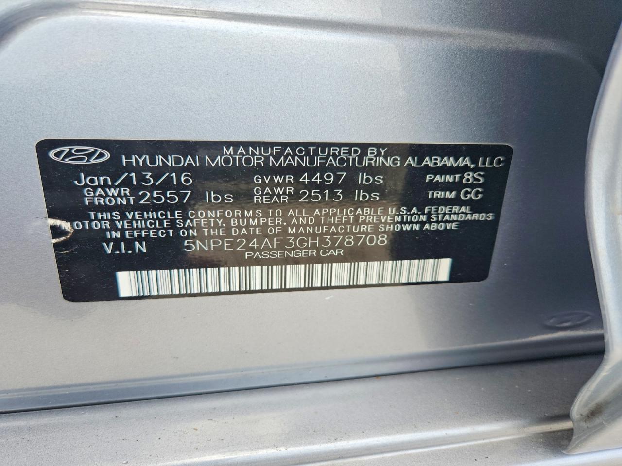 2016 HYUNDAI SONATA
