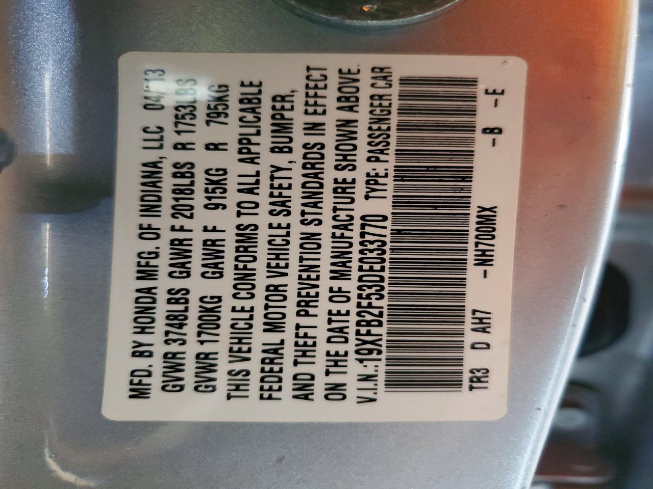 2013 HONDA CIVIC
