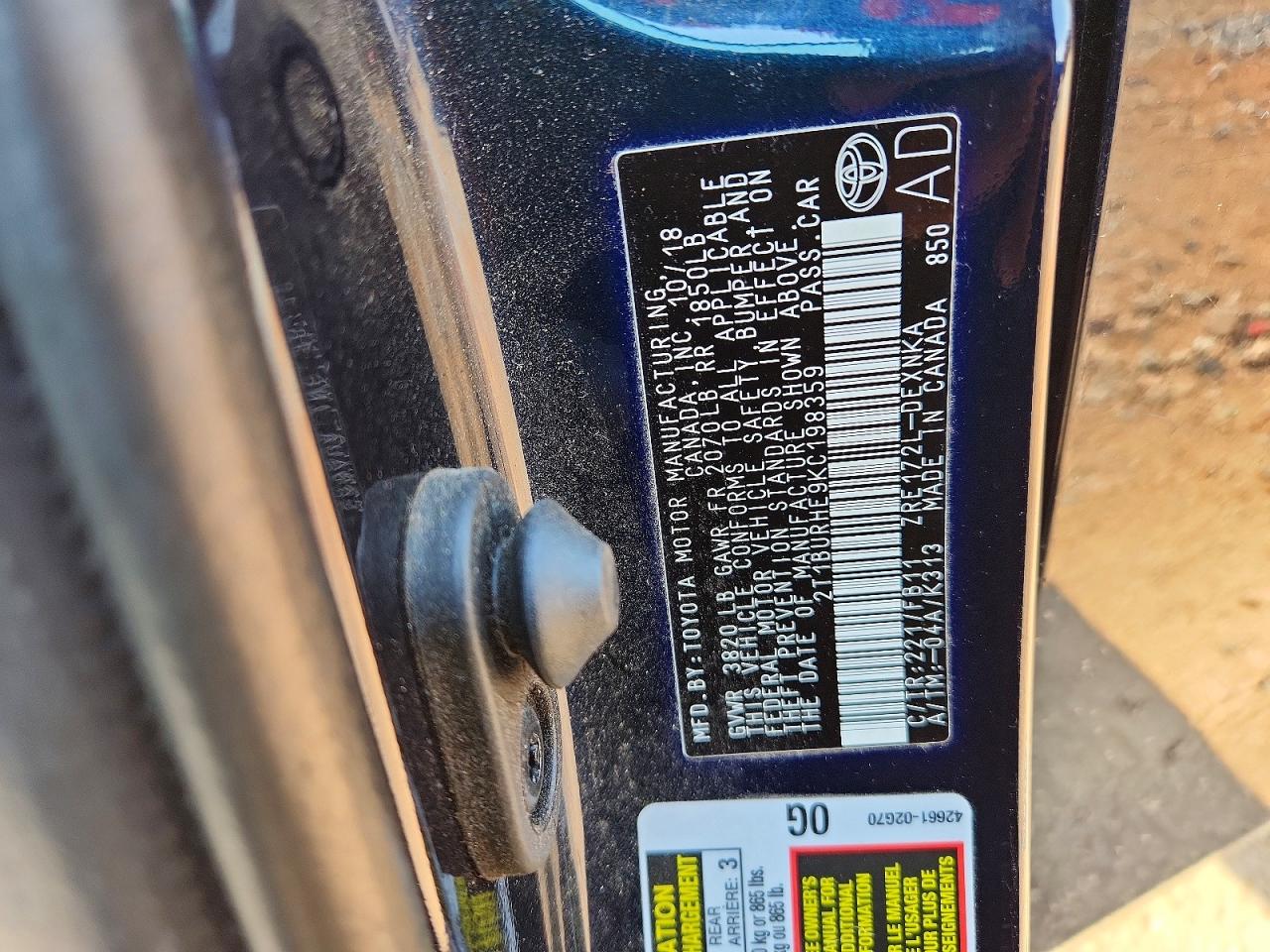 2019 TOYOTA COROLLA