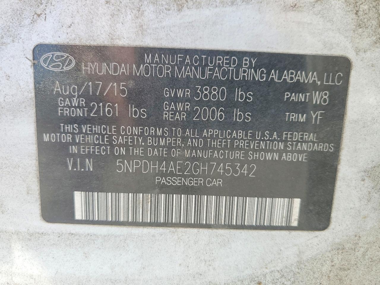 2016 HYUNDAI ELANTRA