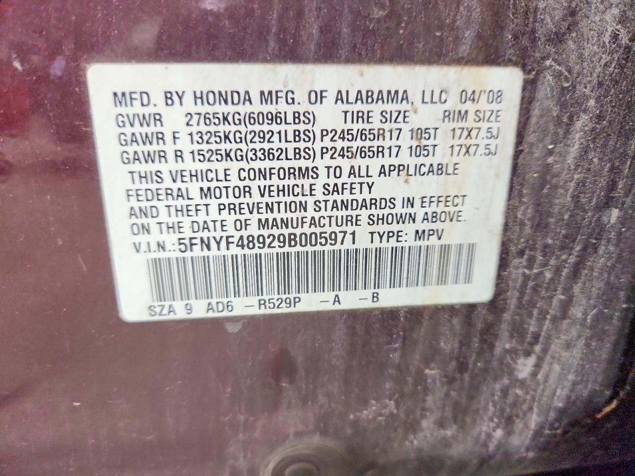 2009 HONDA PILOT