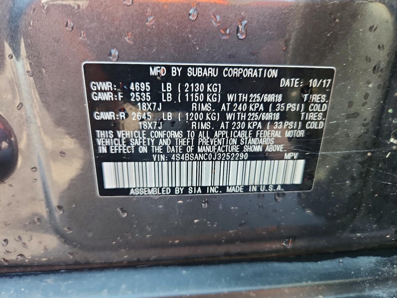 2018 SUBARU OUTBACK