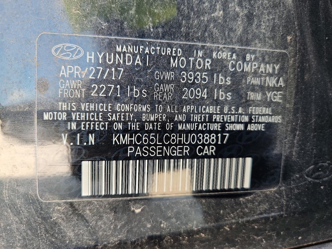 2017 HYUNDAI IONIQ