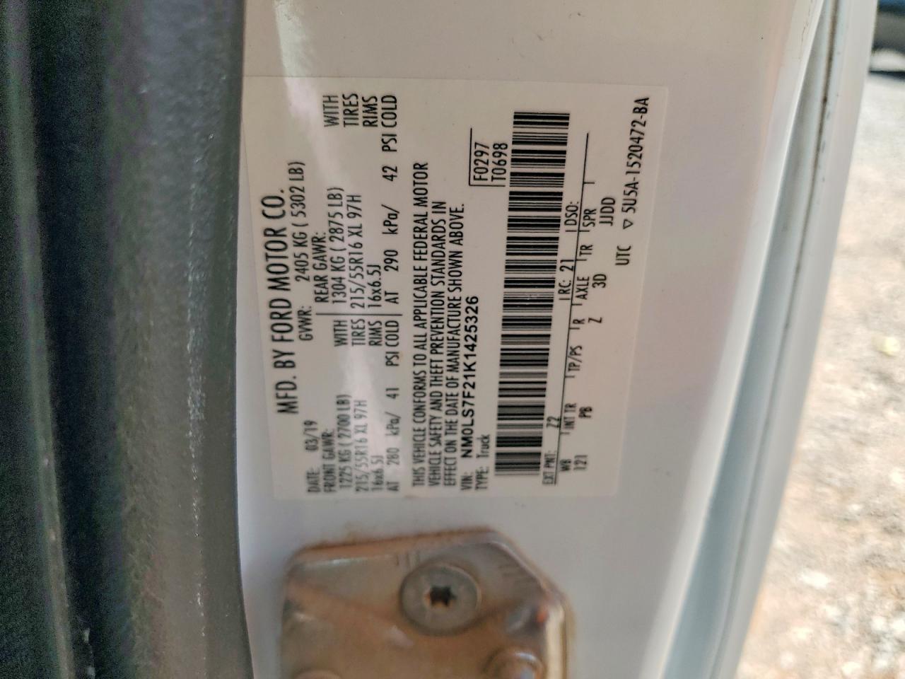 2019 FORD TRANSIT CO