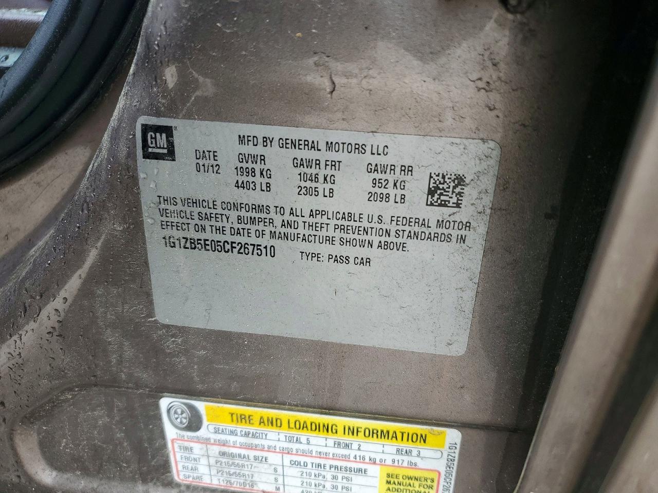 2012 CHEVROLET MALIBU