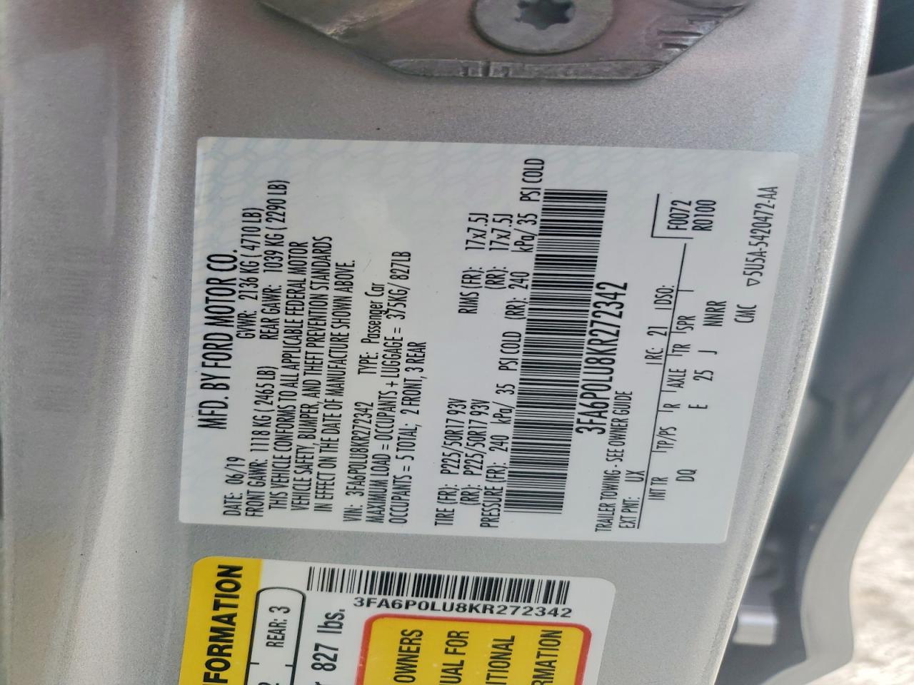 2019 FORD FUSION