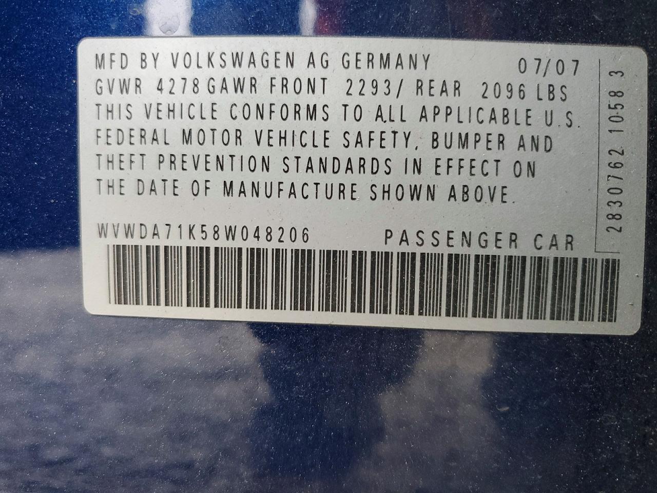 2008 VOLKSWAGEN RABBIT