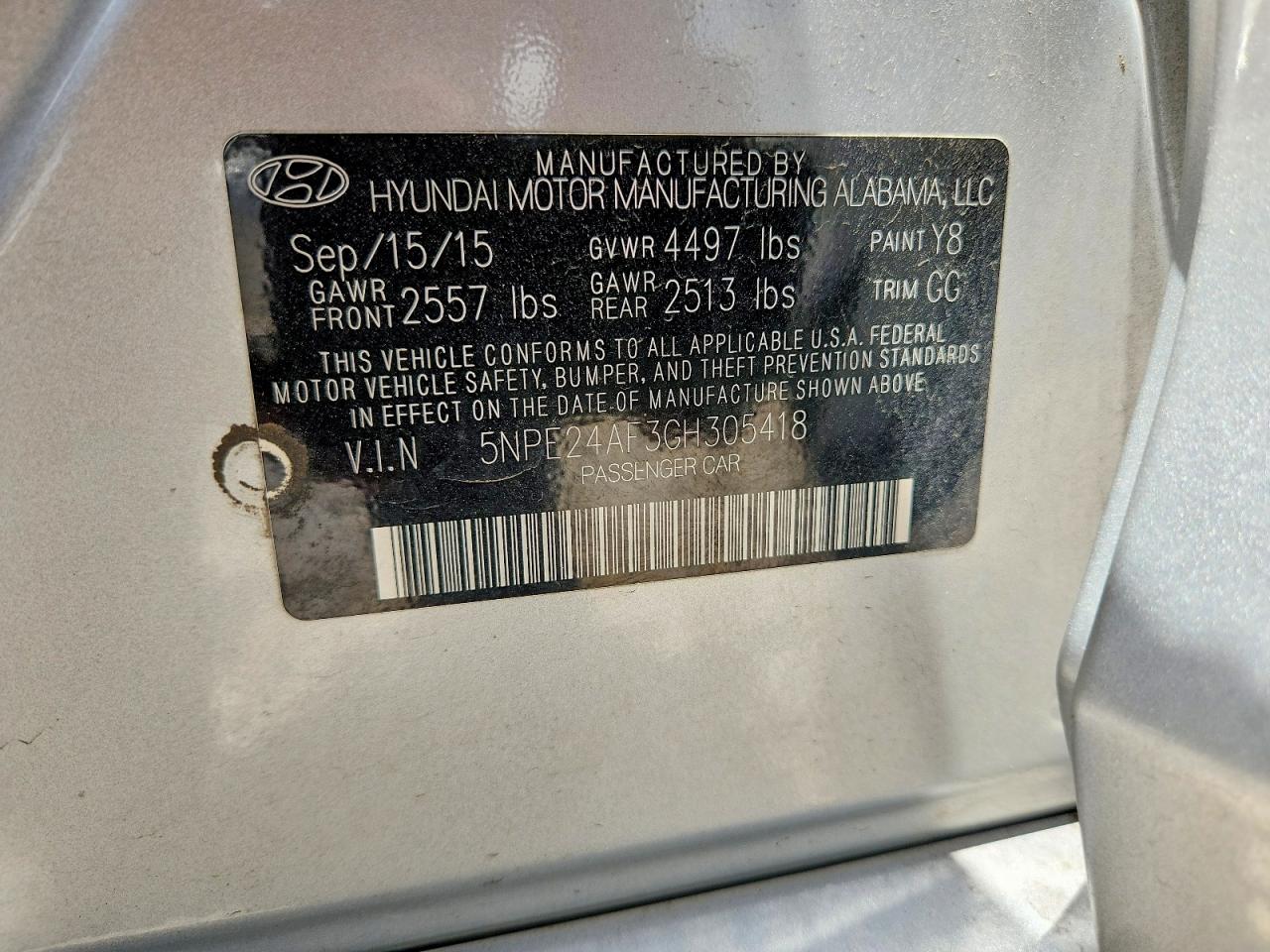2016 HYUNDAI SONATA