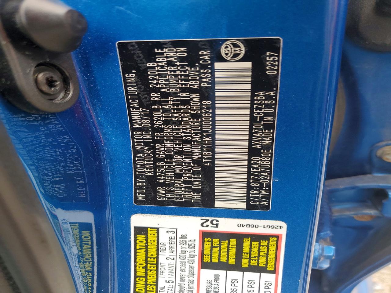 2018 TOYOTA CAMRY