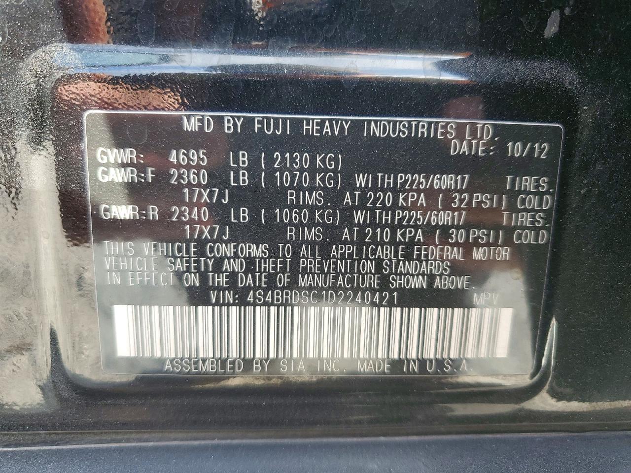 2013 SUBARU OUTBACK