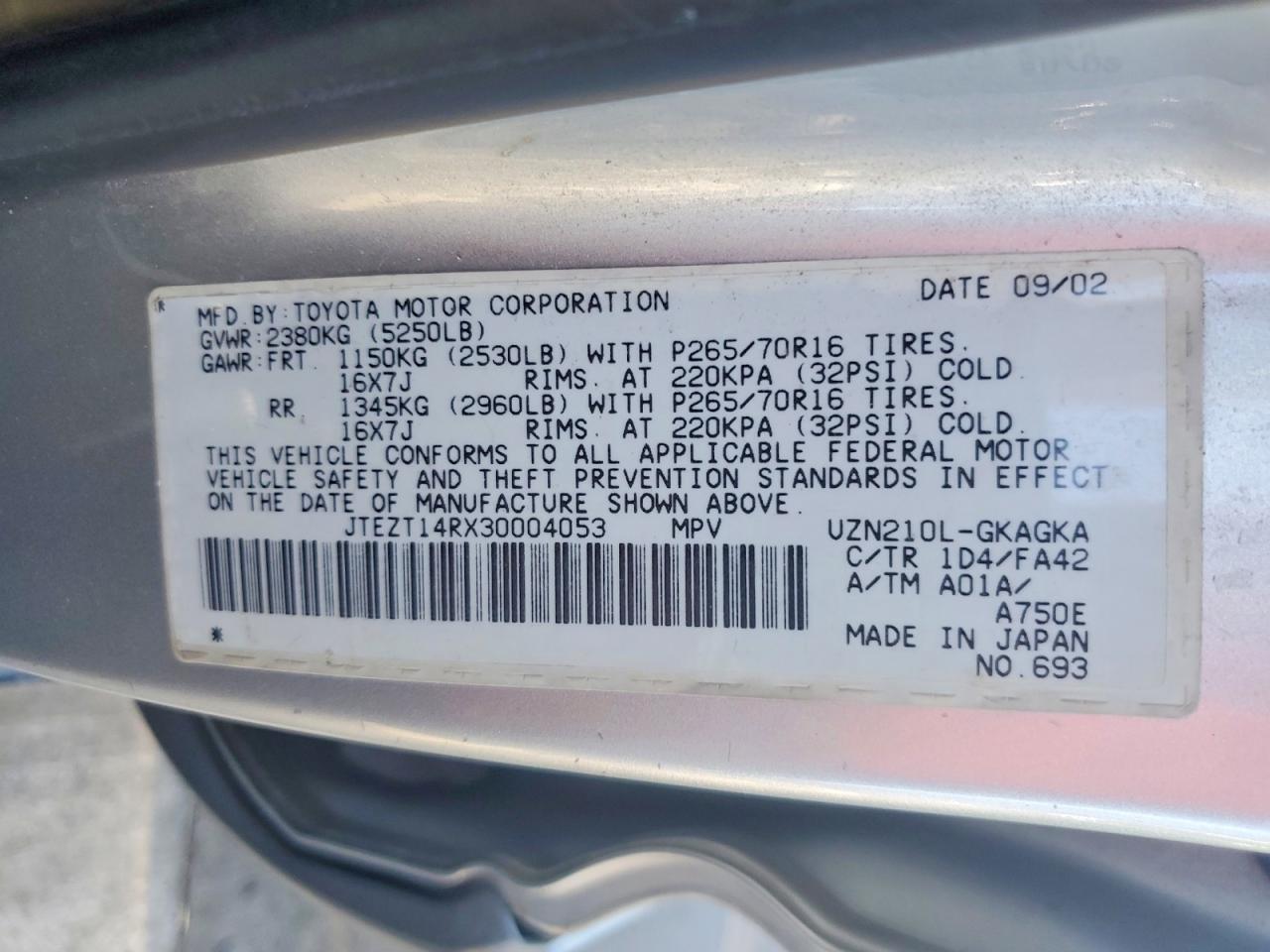2003 TOYOTA 4RUNNER