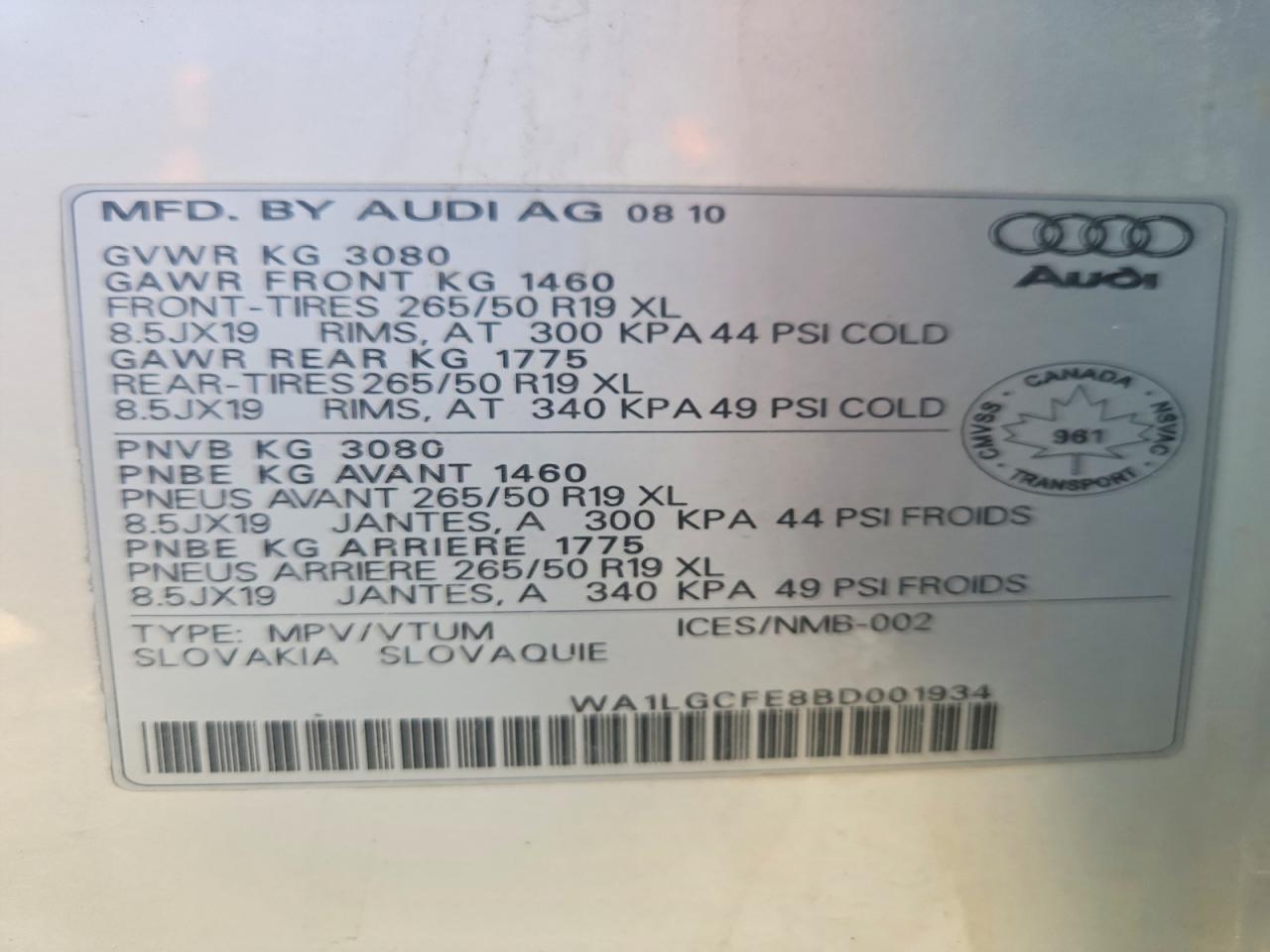 2011 AUDI Q7