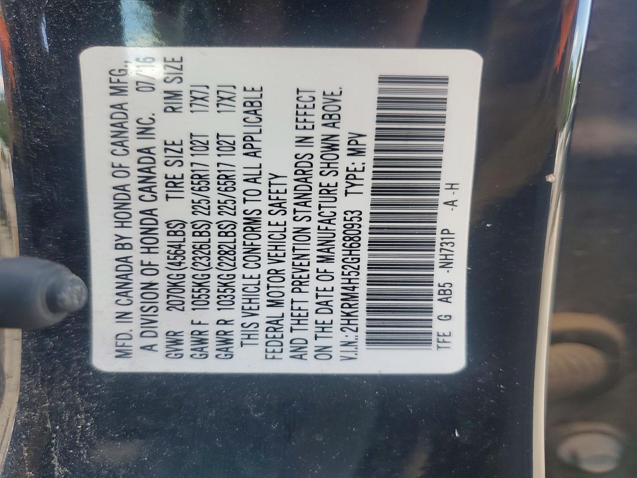 2016 HONDA CRV