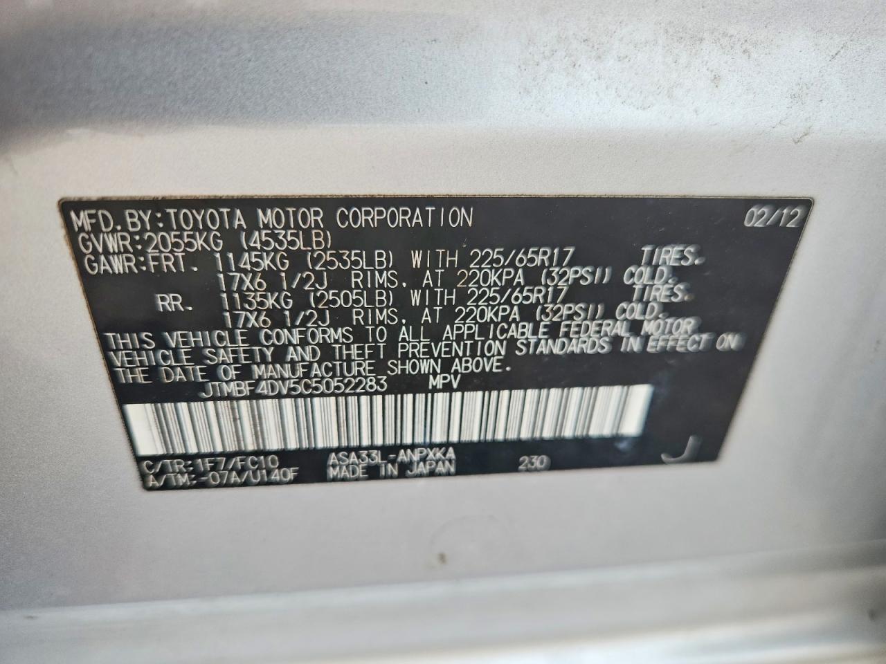2012 TOYOTA RAV4