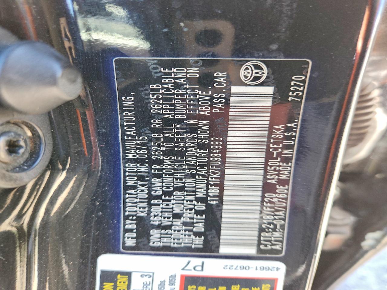 2015 TOYOTA CAMRY