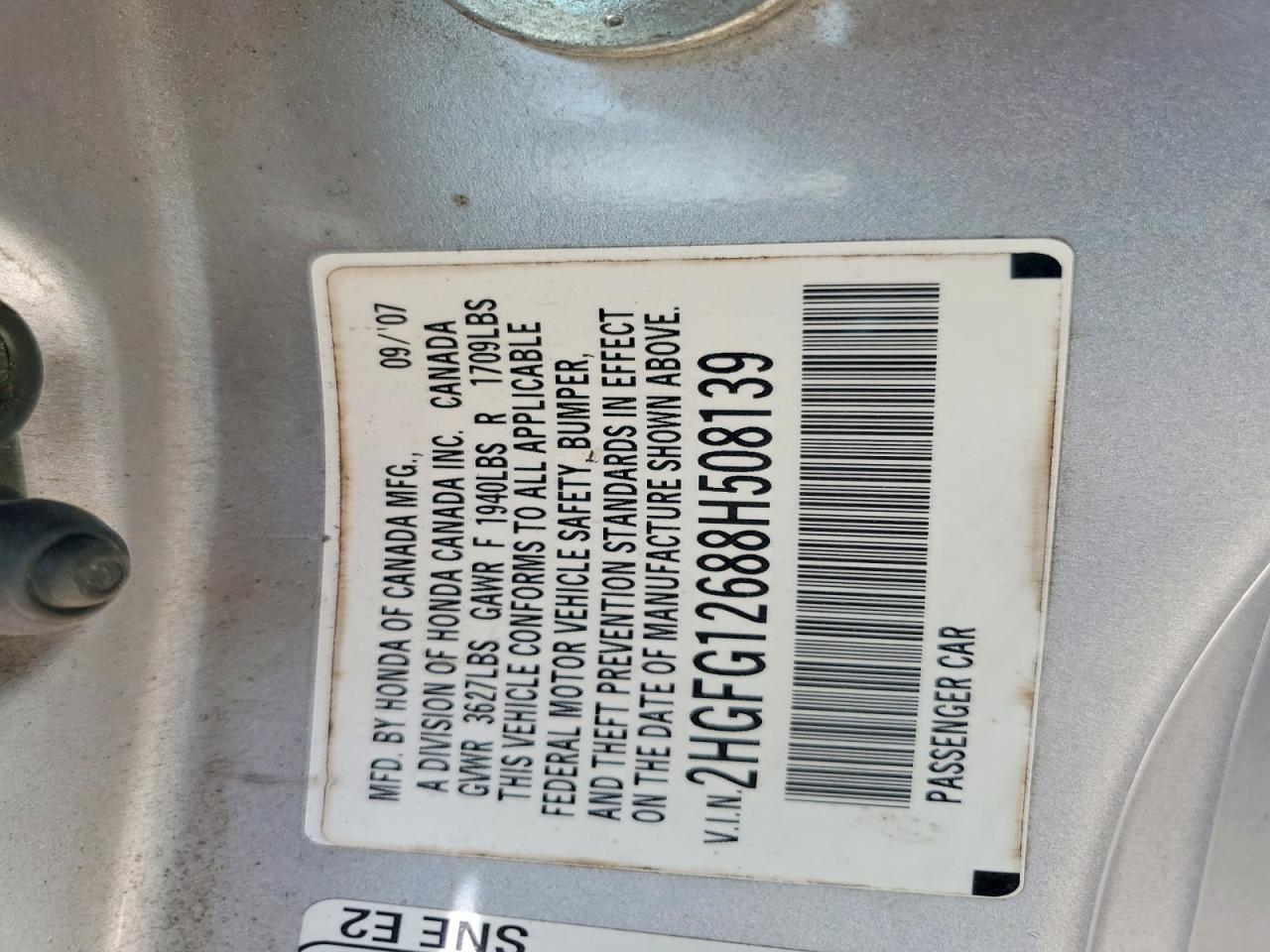 2008 HONDA CIVIC LX