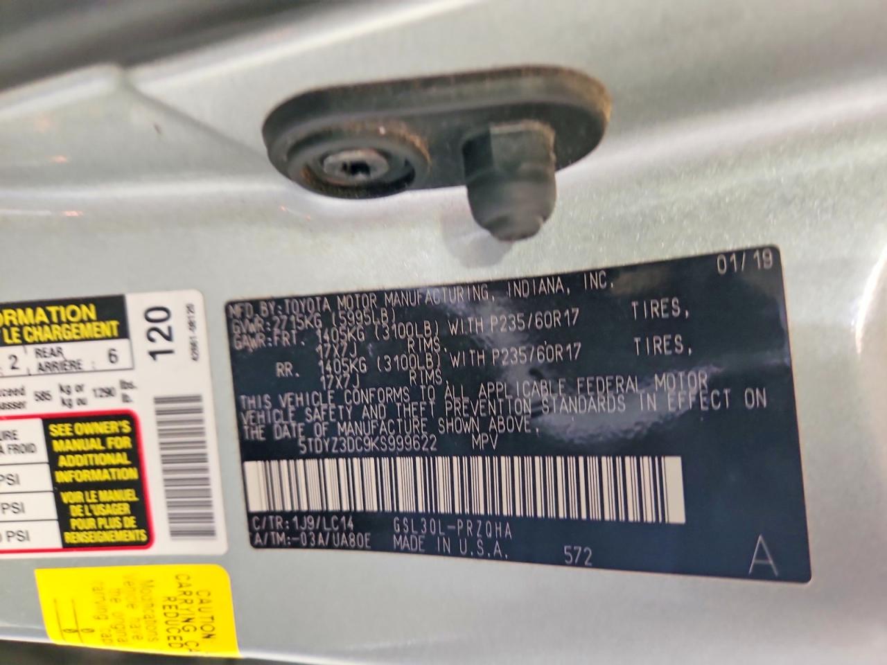 2019 TOYOTA SIENNA