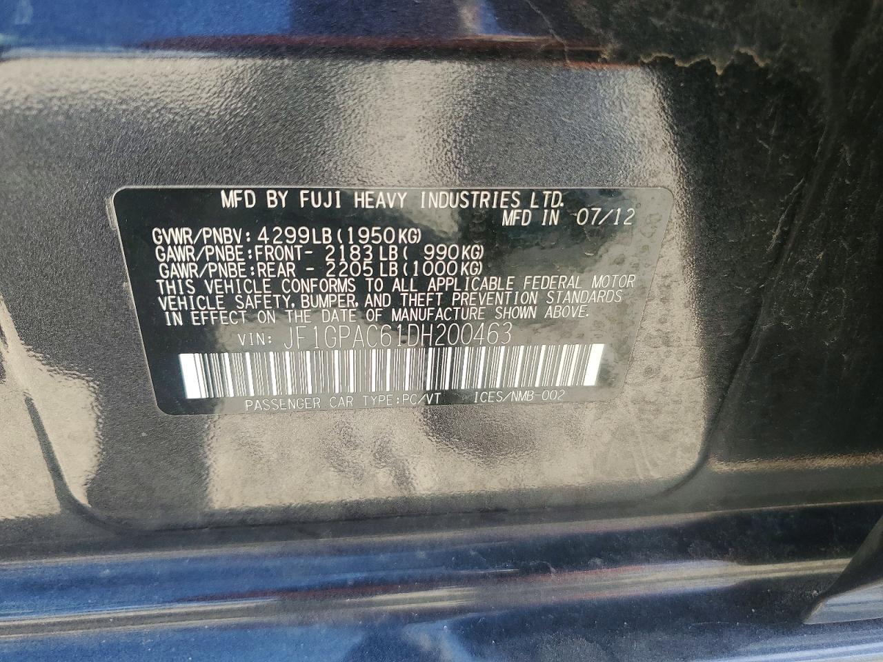 2013 SUBARU IMPREZA