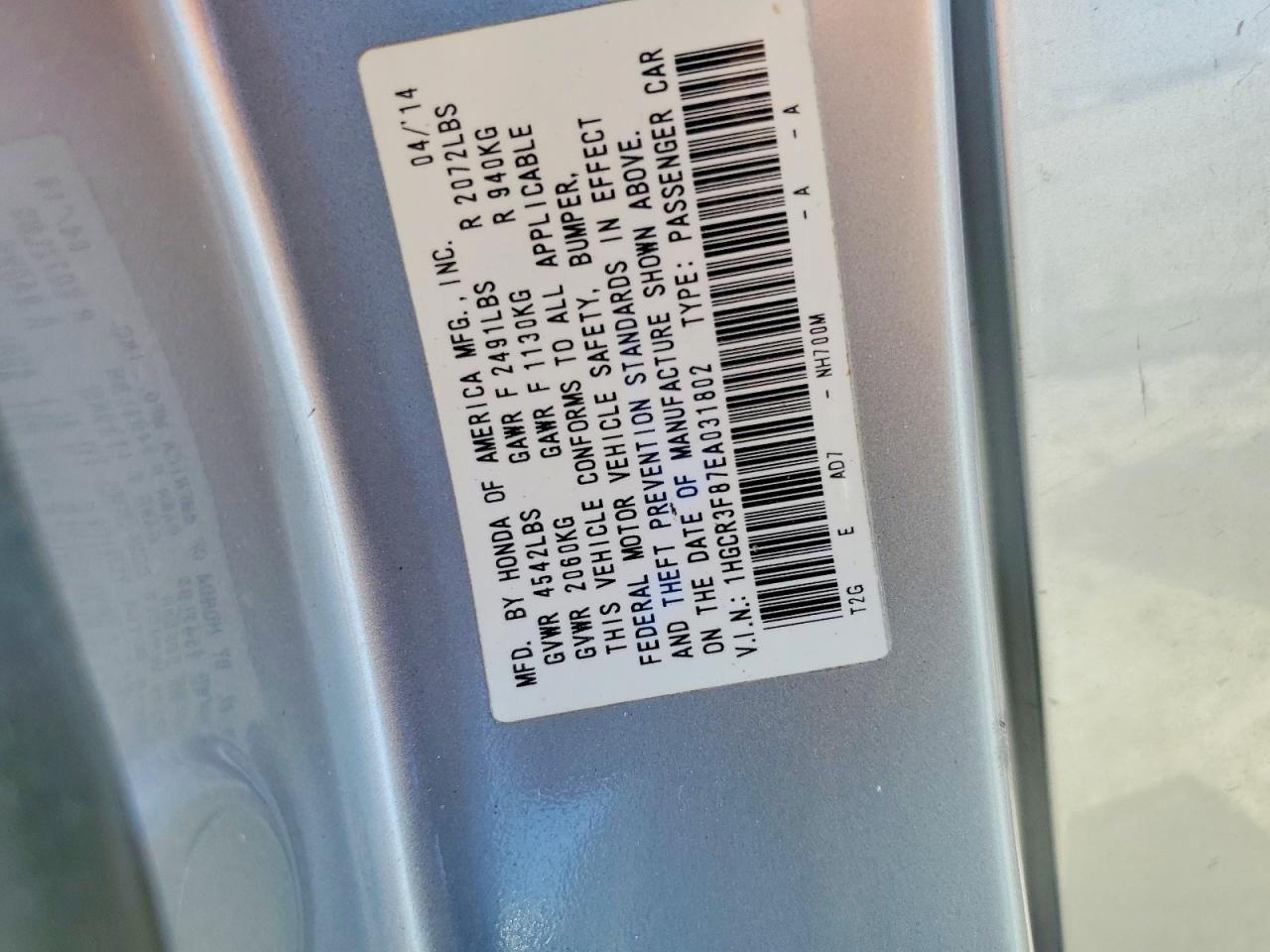 2014 HONDA ACCORD