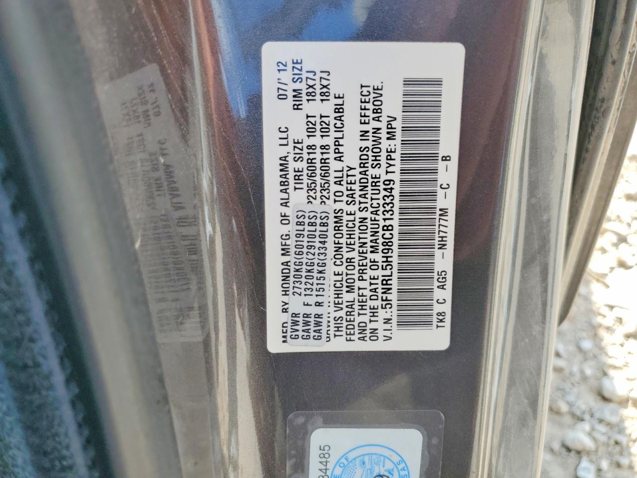 2012 HONDA ODYSSEY