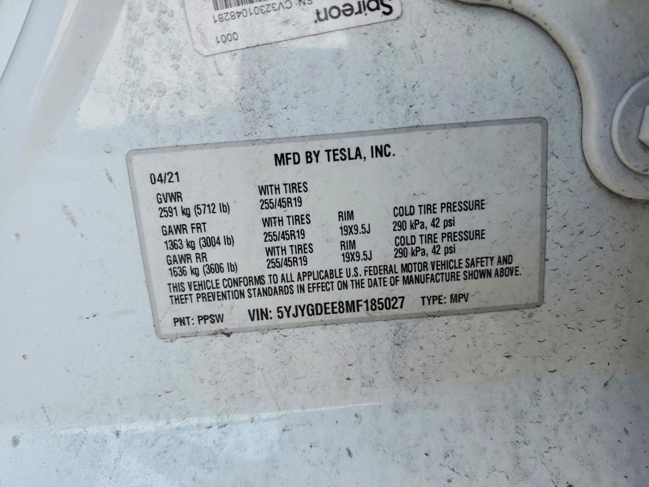 2021 TESLA MODEL Y