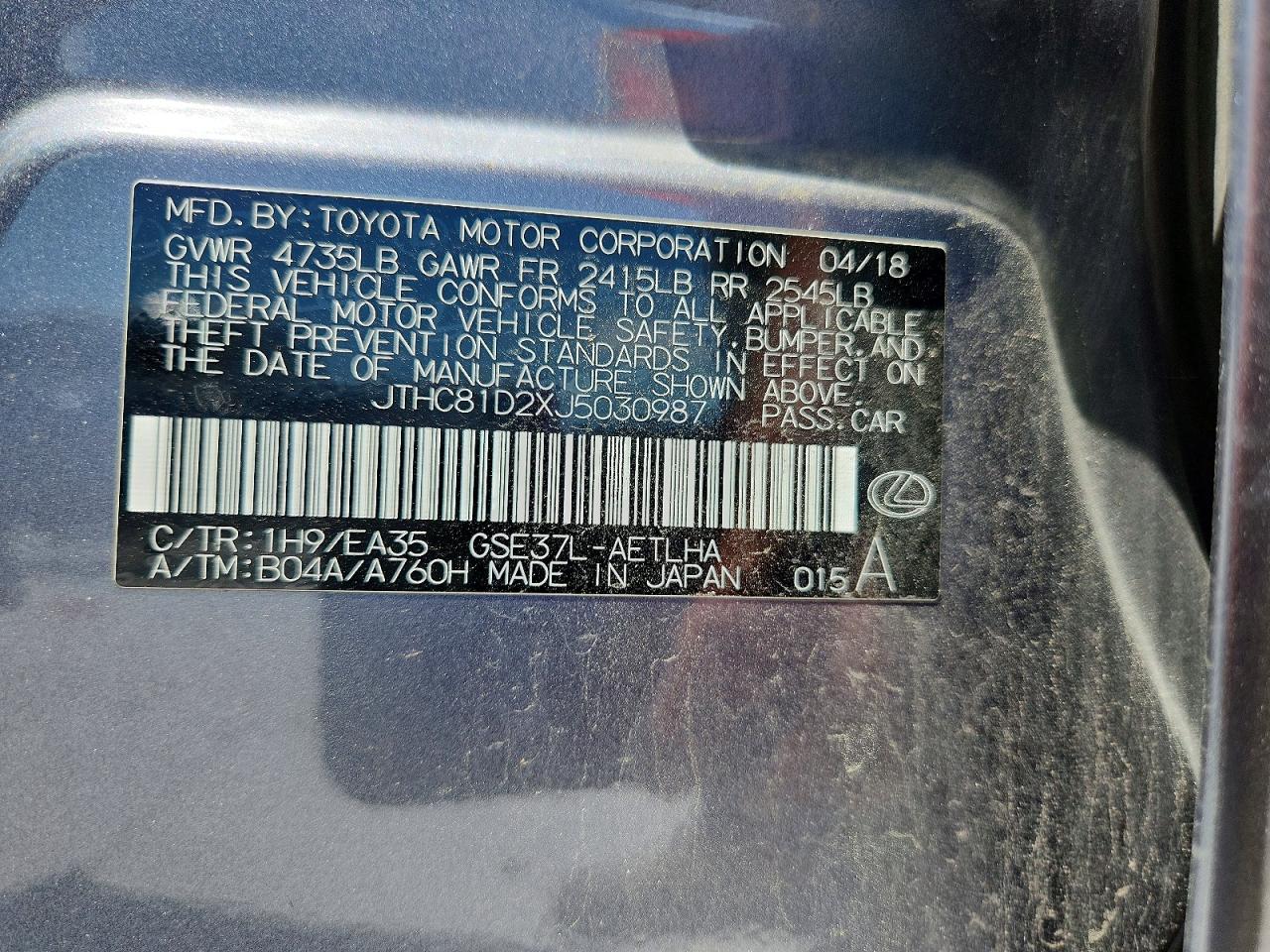 2018 LEXUS IS