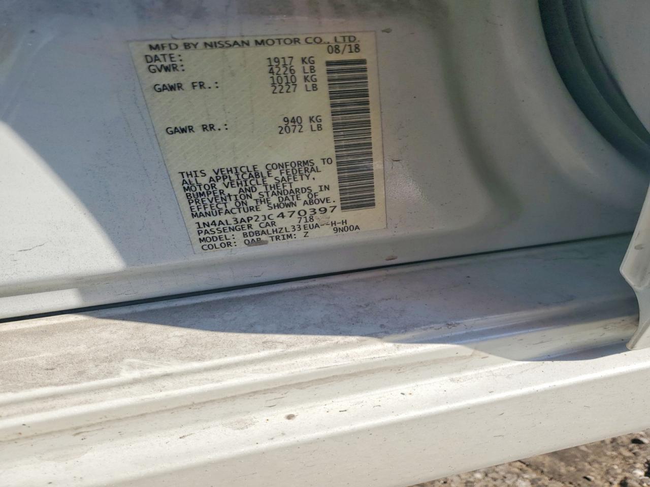 2018 NISSAN ALTIMA