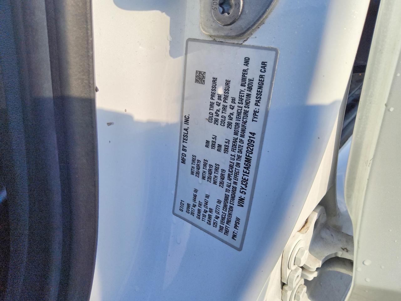 2021 TESLA MODEL 3