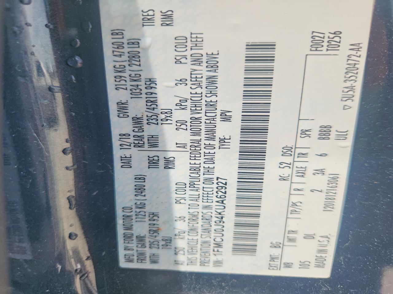 2019 FORD ESCAPE