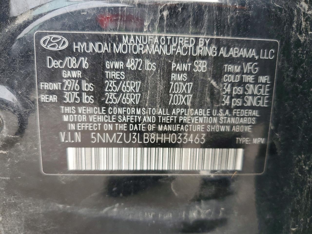 2017 HYUNDAI SANTA FE