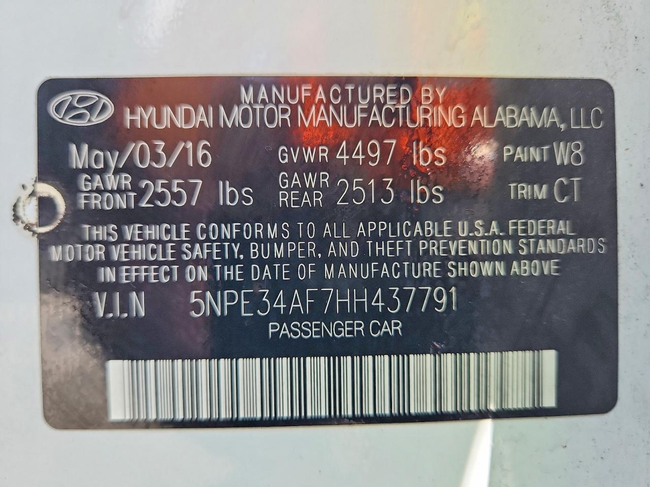 2017 HYUNDAI SONATA