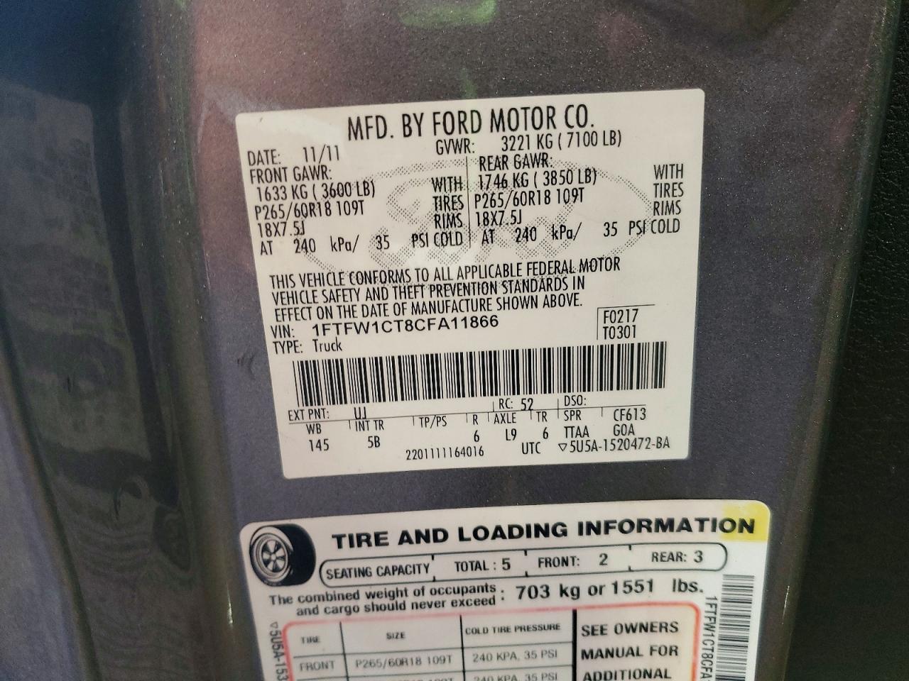 2012 FORD F150