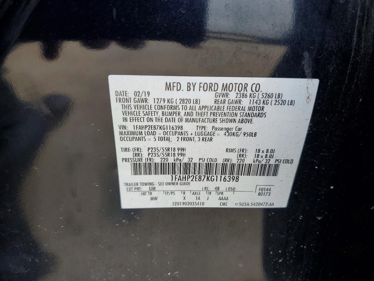 2019 FORD TAURUS