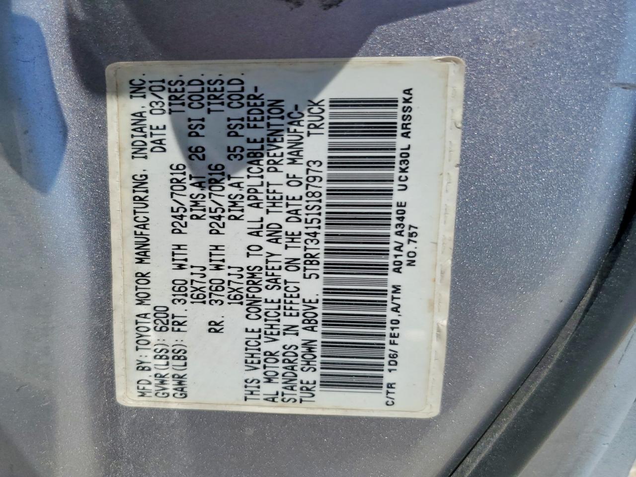 2001 TOYOTA TUNDRA