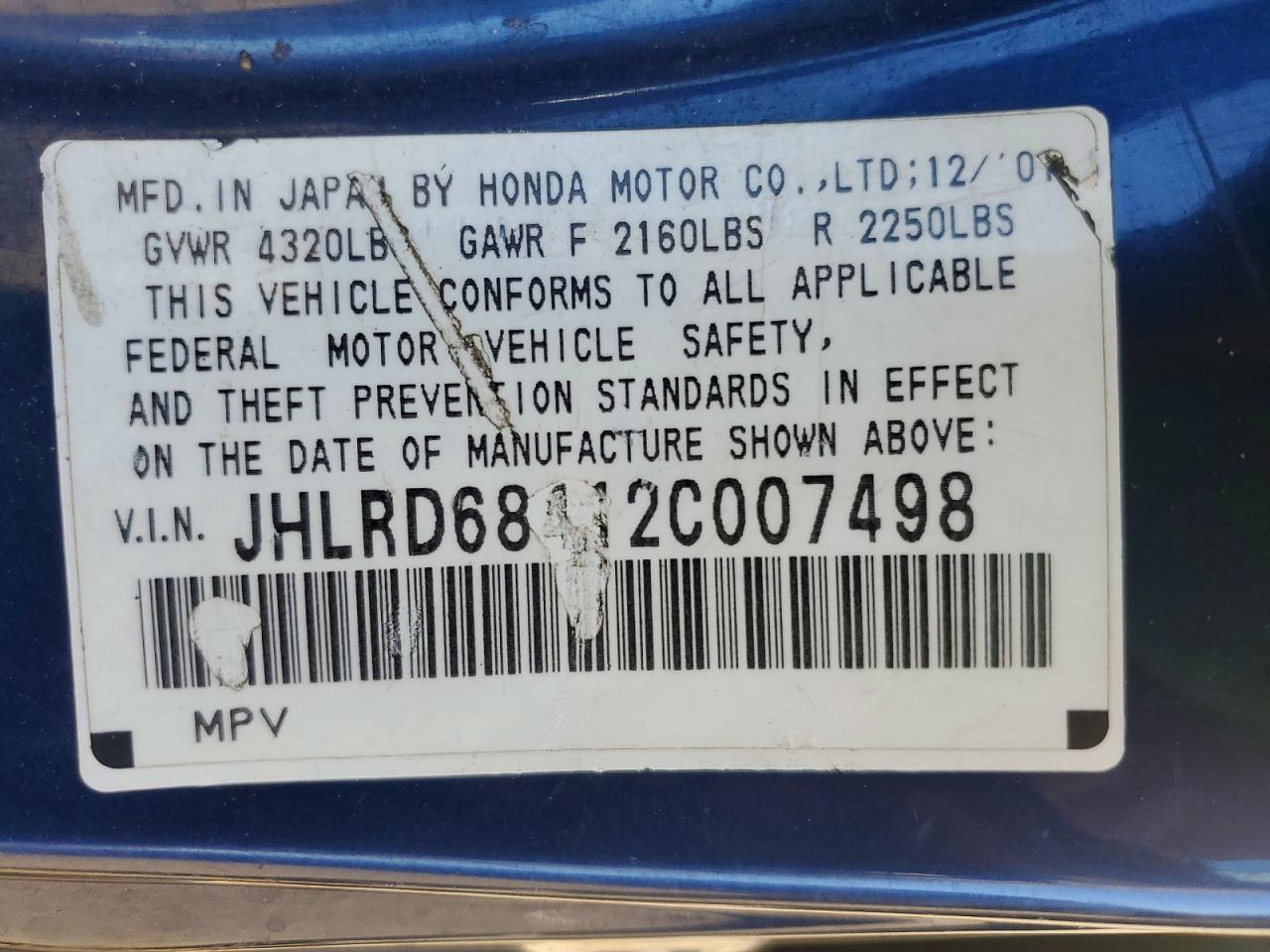 2002 HONDA CRV
