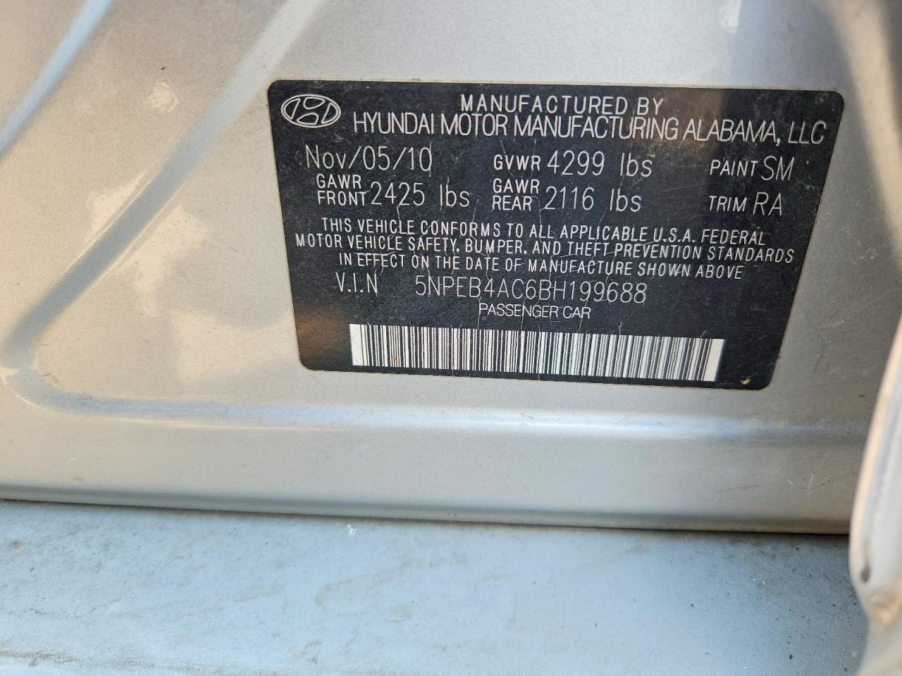 2011 HYUNDAI SONATA