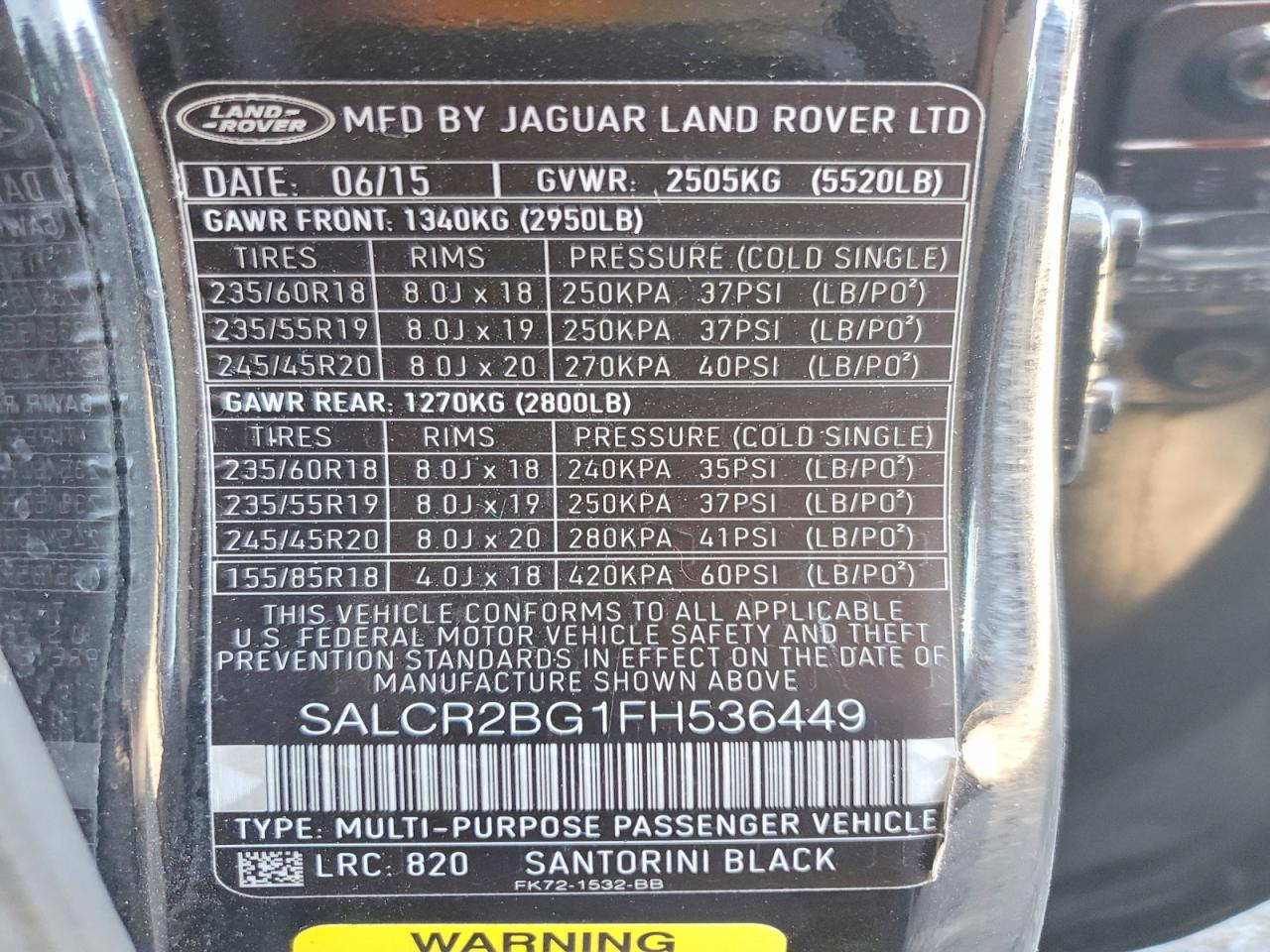 2015 LAND ROVER DISCOVERY
