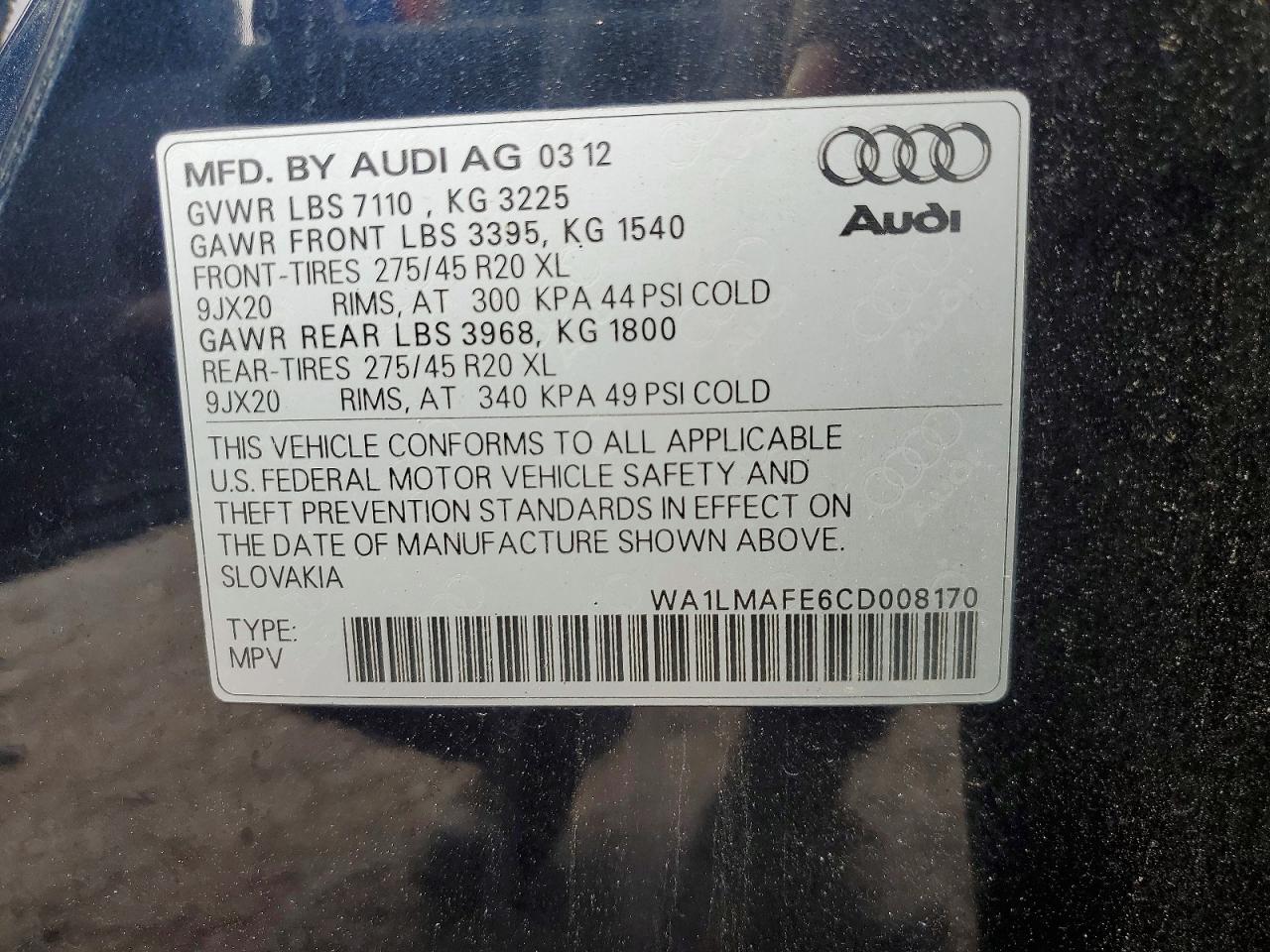 2012 AUDI Q7